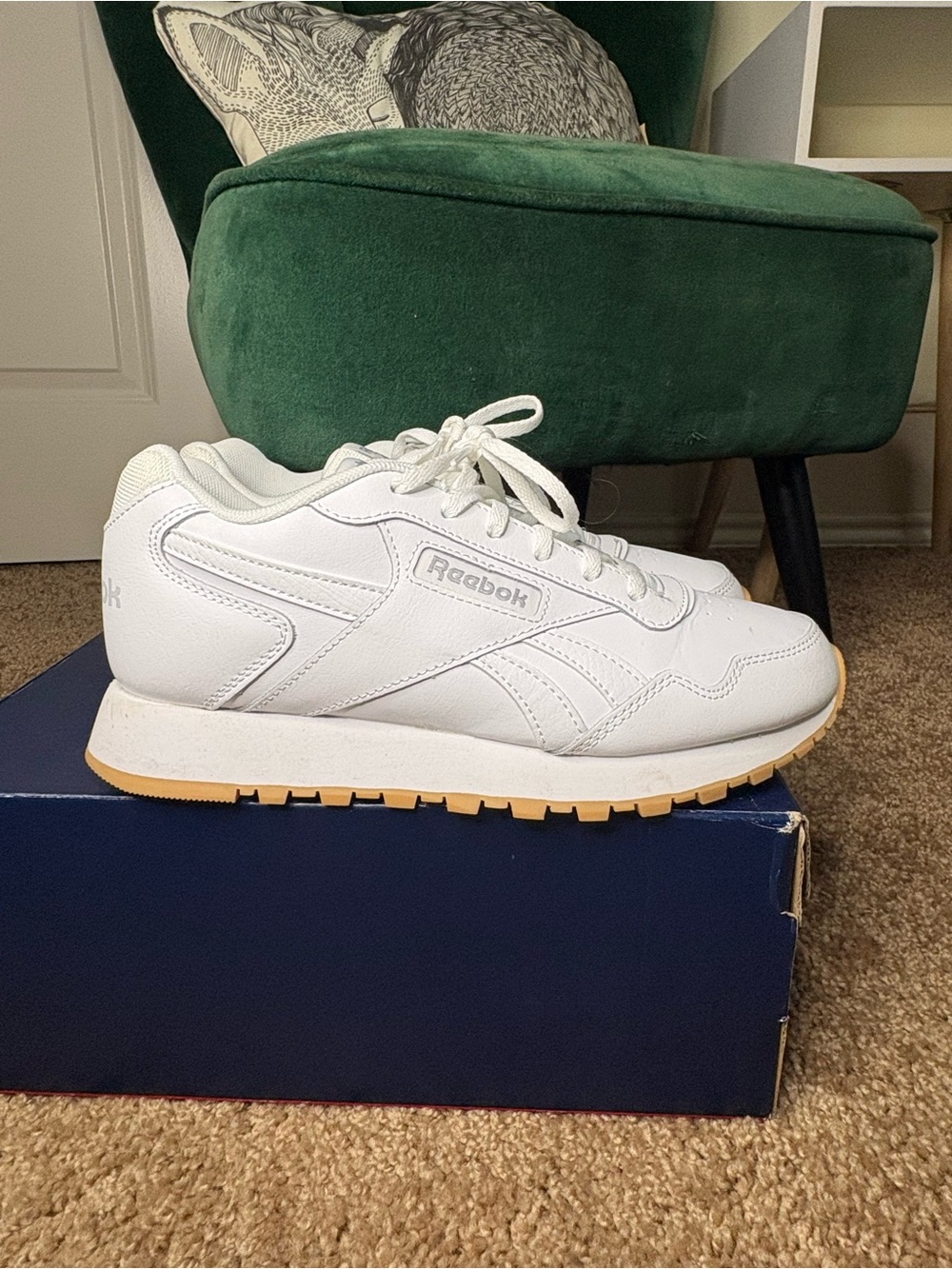 Reebok White Leather Sneakers with Gum Outsole